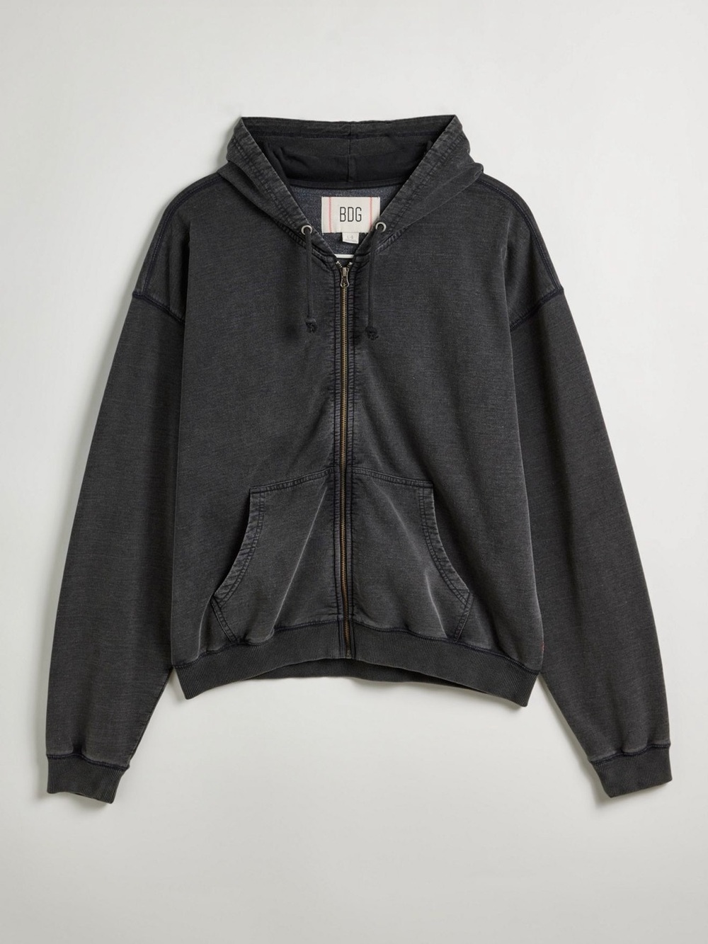 BDG Unisex Dark Gray Zip Hoodie with Hood
